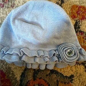 Baby blue flower and ruffle hat